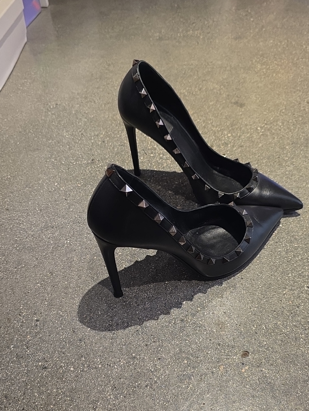 Valentino Garavani Black Pyramid-Stud Pointed-Toe Pumps